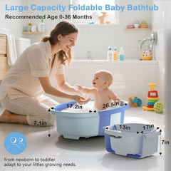 Spluvvly collapsible baby bathtub blue large capacity supports comfortable baths.