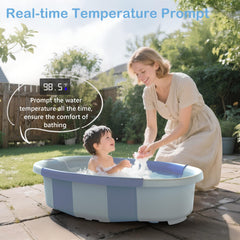 Spluvvly collapsible baby bathtub blue non-toxic material gentle on skin.