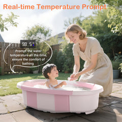 Spluvvly large pink tub with non-slip base for stable bath time