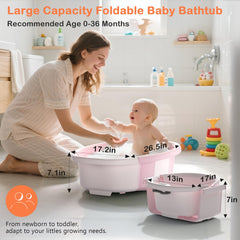 Spluvvv Collapsible Baby Bathtub temperature display shows water temp