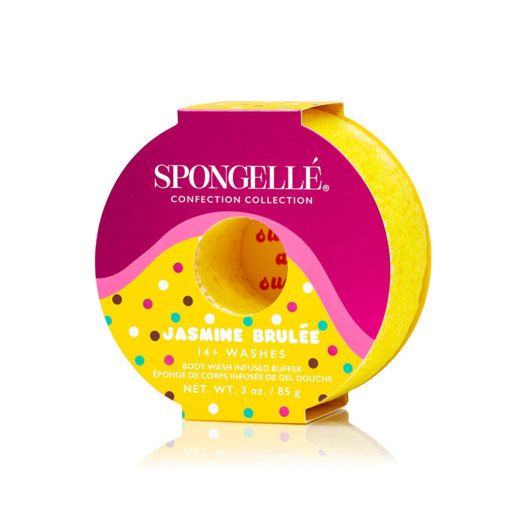 SPONGELLÉ Jasmine Brûlée buffer bottle showcases travel-ready, all-in-one cleansing.