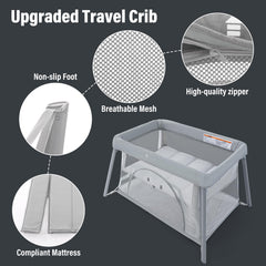 Sporary Travel Crib side zipper door enables easy access and interaction