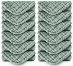Spotted Play burp cloths in green, 20x10 inches, ultra-soft for delicate baby skin.