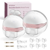Springhope No.586 wearable breast pump on mom enabling hands-free pumping on the go.