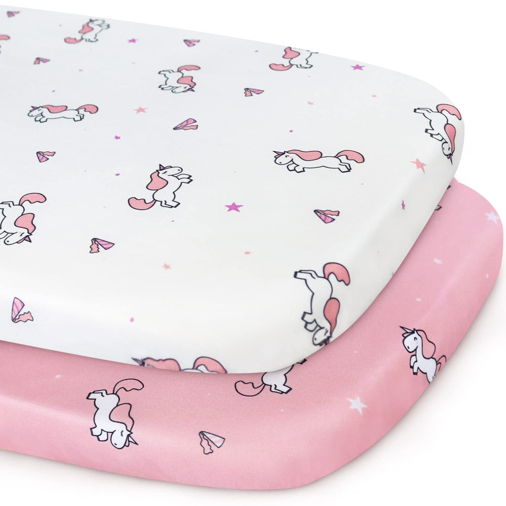 SPRINGSPIRIT bassinet sheet pink 2-pack offers cozy comfort for baby naps.