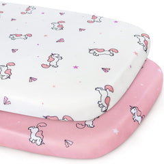 SPRINGSPIRIT bassinet sheet pink 2-pack offers cozy comfort for baby naps.