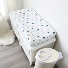 SPRINGSPIRIT changing pad cover whales provides gentle comfort during quick changes.