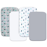 SPRINGSPIRIT grey dinosaurs crib sheets closeup showing ultra-soft feel