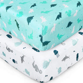 SPRINGSPIRIT dinosaurs crib sheet closeup shows ultra-soft texture for baby comfort