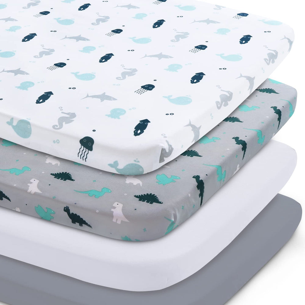 SPRINGSPIRIT mini crib sheets 4-pack pack-n-play setup for easy on-the-go naps.