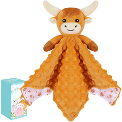 Sprinqdawin Loveys Highland Cow blanket close-up shows soft plush for comforting hugs