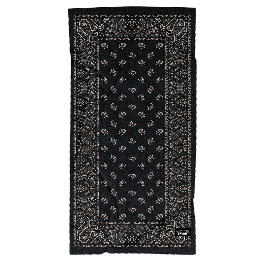Sprints athletic running towel full-size laid out for workouts and car-seat protection.