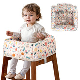 Sprouterie high chair cover unicorn harness keeps baby secure during restaurant meals.