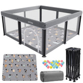 SPRX foldable playpen with alphabet mat educates and engages kids during playtime.