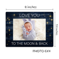 SSQBZU Love You To The Moon Back frame interior supports a 4x6 photo with crisp clarity
