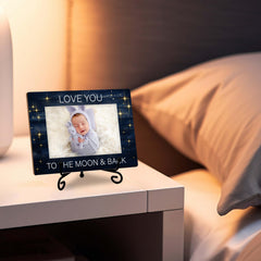 SSQBZU Love You To The Moon Back frame wood grain closeup highlights craftsmanship
