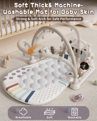 STACTCUTE baby play mat kick piano image demonstrates baby can activate sounds during play.