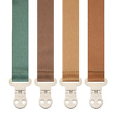 Stadela baby pacifier clip closeup with sturdy clasp and silky ribbon for secure wear
