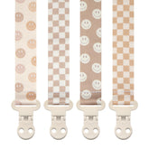 Stadela pacifier clip 4-pack unisex checker and smiley design for easy pacifier access