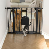 StairsFit baby gate main gate with extensions securing a wide opening