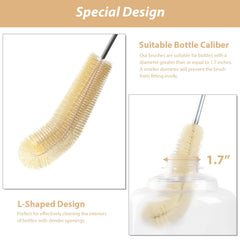 STALTWO Pet Water Dispenser Brush L shaped head reaches curves for thorough cleaning.