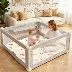 STARUIA Baby Play Mat flannel texture offers skin-friendly softness for cozy nursery time.