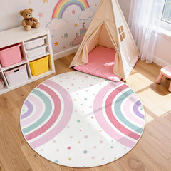STARUIA Pink Round Rug 59x59 inches provides generous space for circle time.
