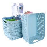 STARVAST 5-pack blue fish-scale pattern storage basket keeps desk items tidy.