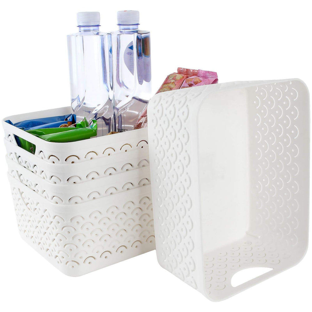STARVAST 5-pack storage baskets front view with handles for organized kitchen and bath