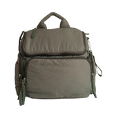 Staya Cloud Diaper Bag Sage front view highlights organized pockets for on-the-go parents