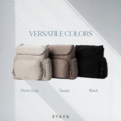 Staya Large Diaper Bag Backpack stroller hook for easy on-the-go changes.