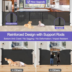 Stcockis 120-inch retractable gate shown across a large opening for versatility.
