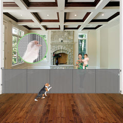 Stcockis reinforced 155-inch gate extended for wide openings keeps kids and pets contained indoors.