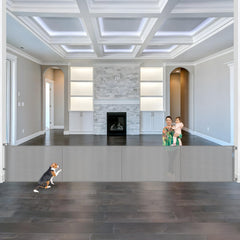 Stcockis reinforced 175-inch gate front view showing wide coverage for kids and pets