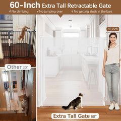 Stcockis retractable gate extended wide to 55 inches for doorway safety.