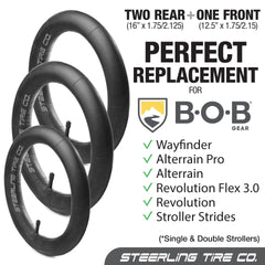 Steerling inner tube Bob rear-right highlights 3.5mm thickness for all-terrain stability.
