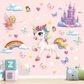 Sticeard unicorn wall decal rainbow brightens kids' room with playful color.
