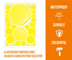StickerDeen large and small dots on walls create flexible decorating options.