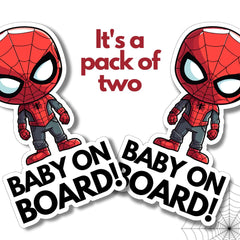 STIXORAMA cute-spider-baby-on-board sticker on car window adds playful charm