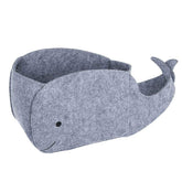 STOBOK whale-shaped felt storage bin with cozy texture for toy organization