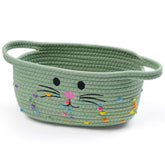 STOBS K small woven basket green handle close-up for durable storage