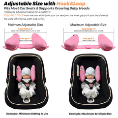 StoHua pink head support mounted on stroller or car seat for stable positioning.