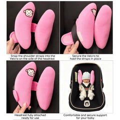 Soft cotton StoHua head support in pink offers breathable comfort on trips.