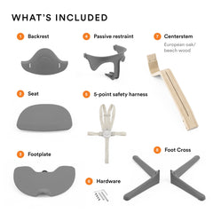 Stokke Nomi adjustable seating height supports growing with your child.