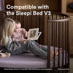 Stokke Sleepi Fitted Sheet V3 Flower Ecru soft cotton percale offers gentle touch for baby skin