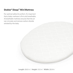 Stokke Sleepi Mini Mattress uses Sorona core for firm support and airflow.