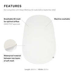 Stokke Sleepi Protection Sheet V3 white side view shields against spills and accidents