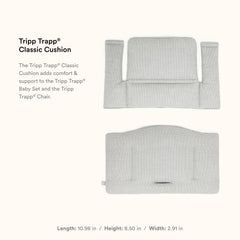 Stokke Tripp Trapp cushion attachment illustrates simple tool free fitting
