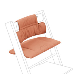 Stokke Tripp Trapp Classic Cushion 2 Terracotta close-up fabric offers baby comfort.