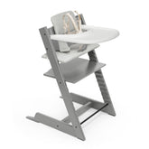 Stokke Tripp Trapp chair in storm grey ready for family dining